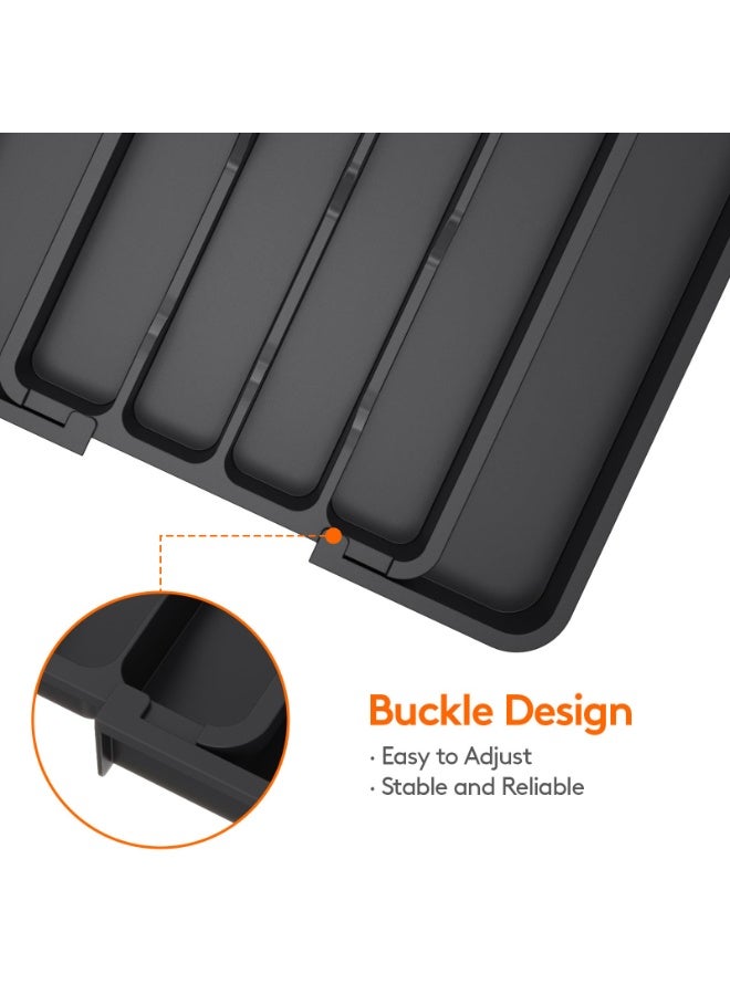 HOMESTAR Expandable Drawer Utensil Organizer | Kitchen Extendable Cutlery Tray (BPA-Free Plastic) | Adjustable Knife Fork Spoon Divider Storage Box, Utensil Drawer Insert For Kitchenware Organization | Black, 33.5x37.5cm - Image 3